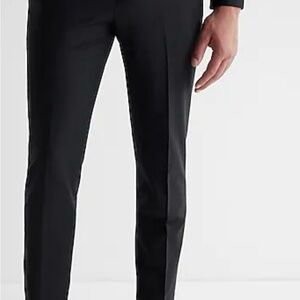 Express Men's Extra Slim Black Wool blend Washable Modern Suit Pant